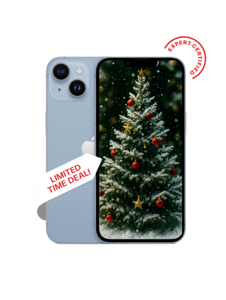 Smartphone with Christmas tree display on a white background