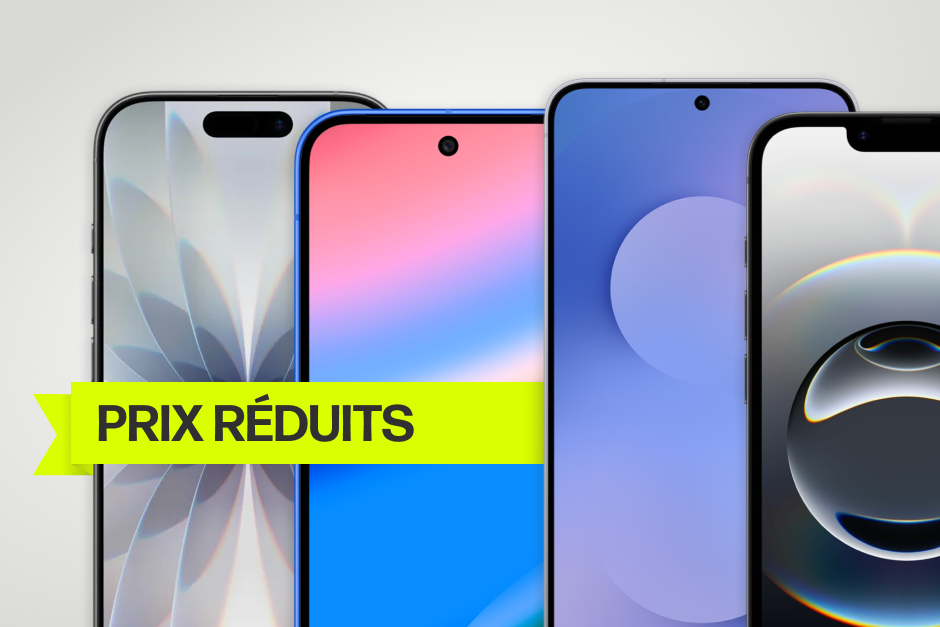 4 phones layered over each other with a yellow banner that says "Reduced Prices"