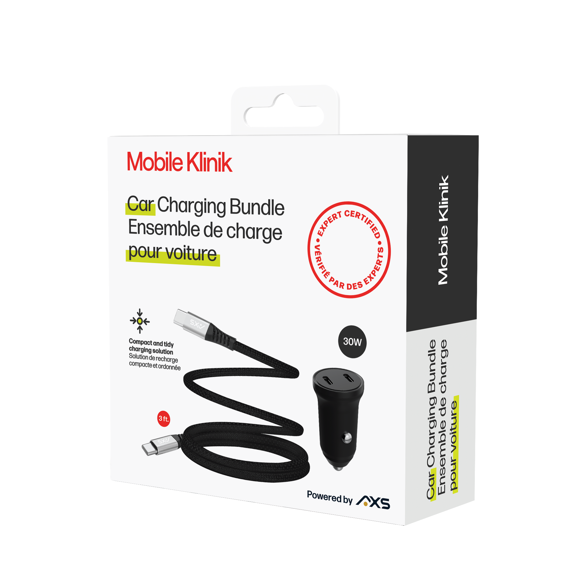 Mobile Klinik Car Bundle - 3ft Magnetic Coil - Type C (30W) - Dual Port